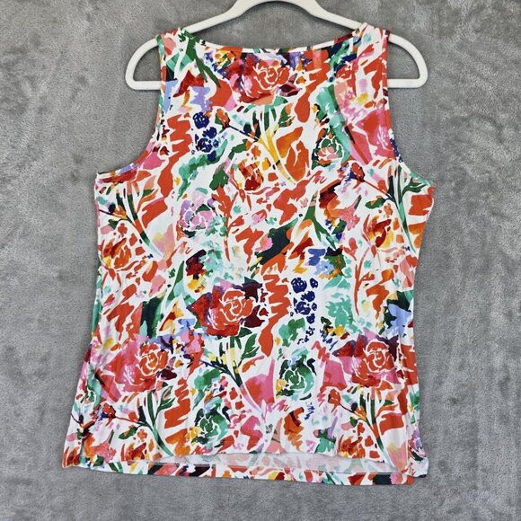 Chico's Tank Top Womens Medium Multicolor Floral Rayon Spandex Sleeveless Casual - Picture 9 of 9